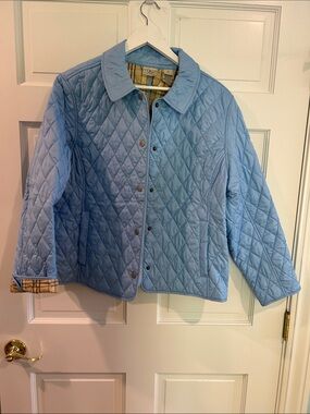 L.L. Bean Sky Blue Quilted Snap-Front Jacket
